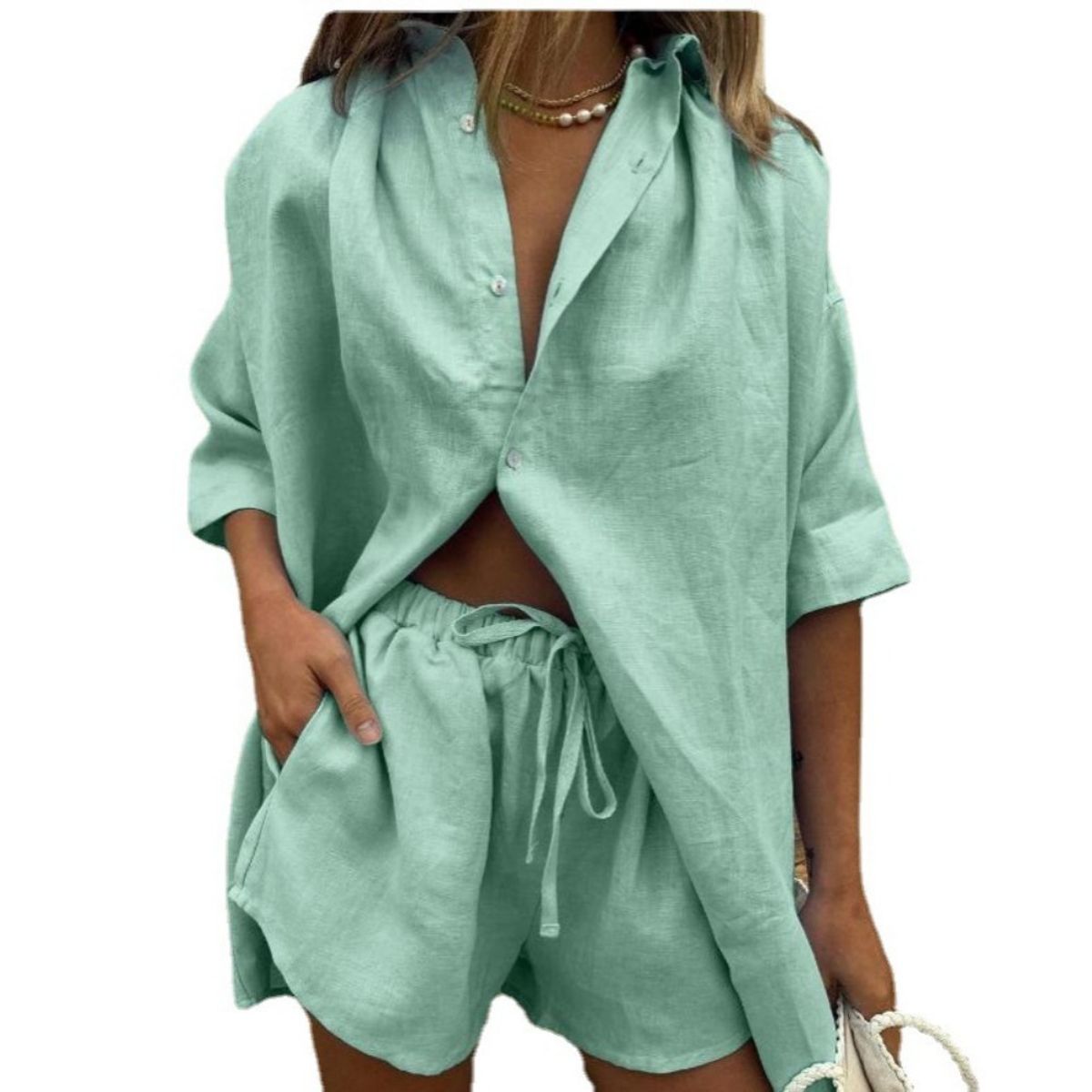 GIOIO - Conjunto de Verano Mujer y Cómodo Verde