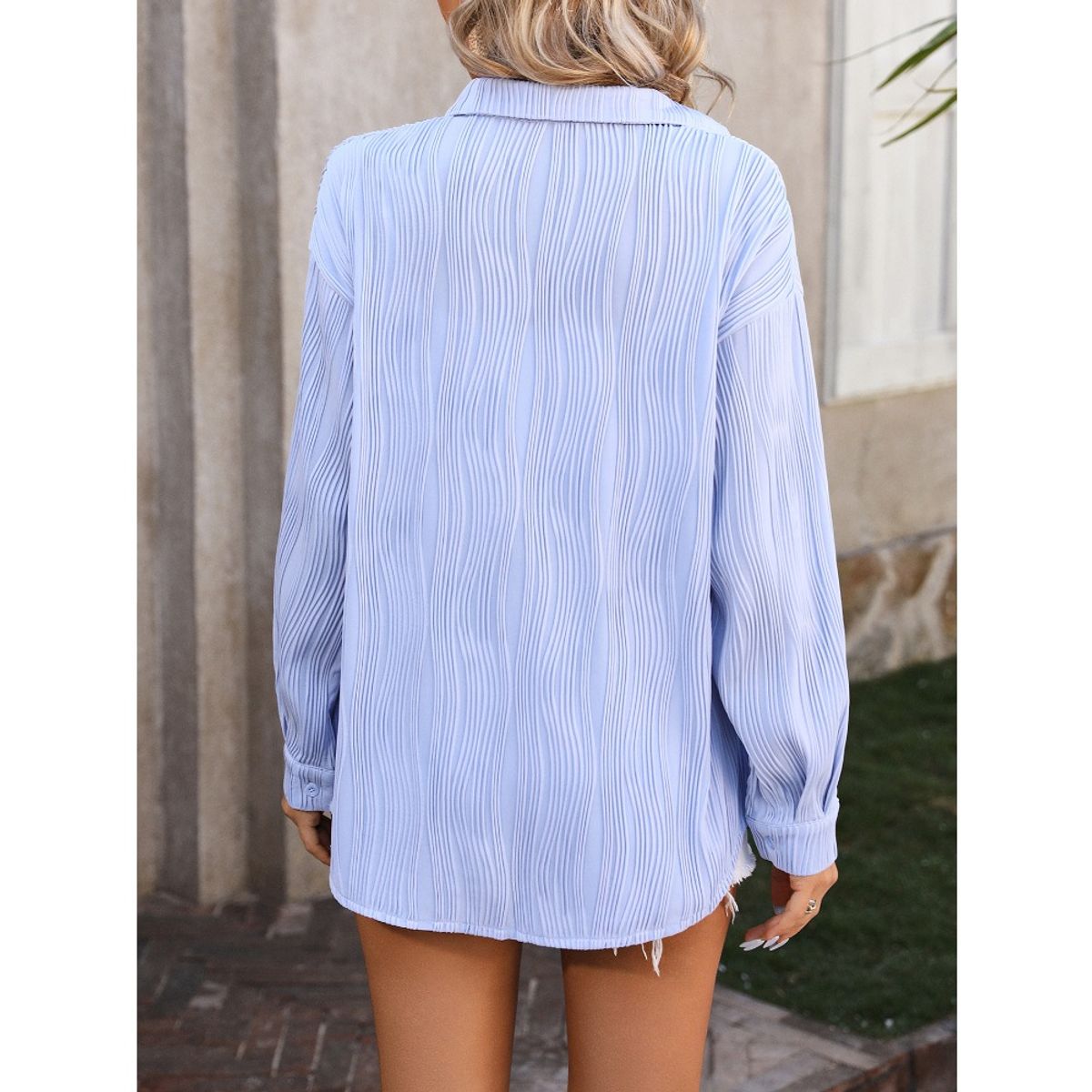 GIOIO - Blusa Mujer Casual Ajustada Elegante Azul