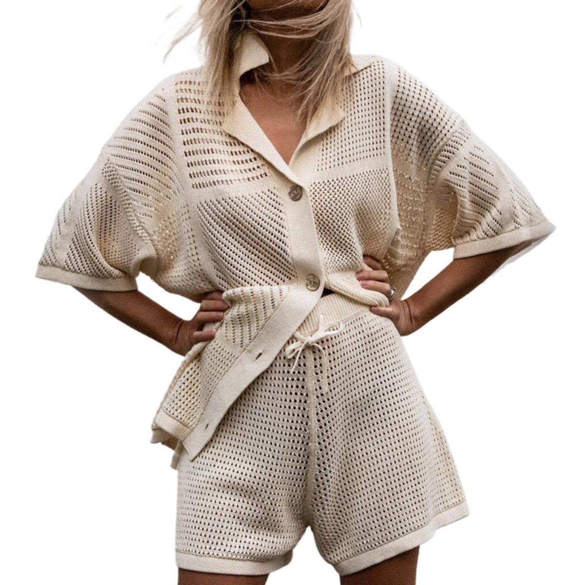 GIOIO - Conjunto de Verano Mujer y Cómodo Beige