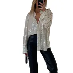 GIOIO - Blusa Mujer Casual Ajustada Elegante Beige