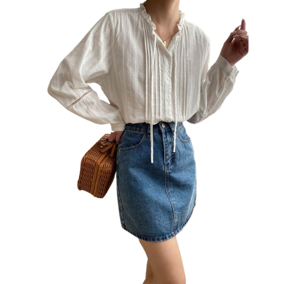 GIOIO - Blusa Mujer Casual Ajustada Elegante Blanco
