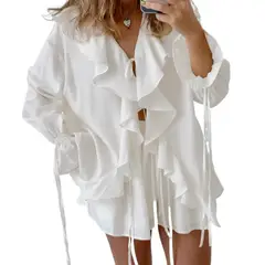 GIOIO - Conjunto de Verano Mujer y Cómodo Blanco