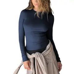 GIOIO - Blusa Mujer Casual Ajustada Elegante Azul