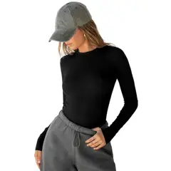 GIOIO - Blusa Mujer Casual Ajustada Elegante Negro