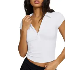 GIOIO - Blusa Mujer Casual Ajustada Elegante Blanco