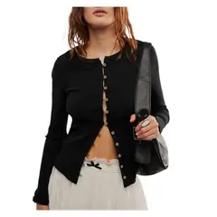 GIOIO - Chaleco Mujer Casual Ajustado Cómodo Negro