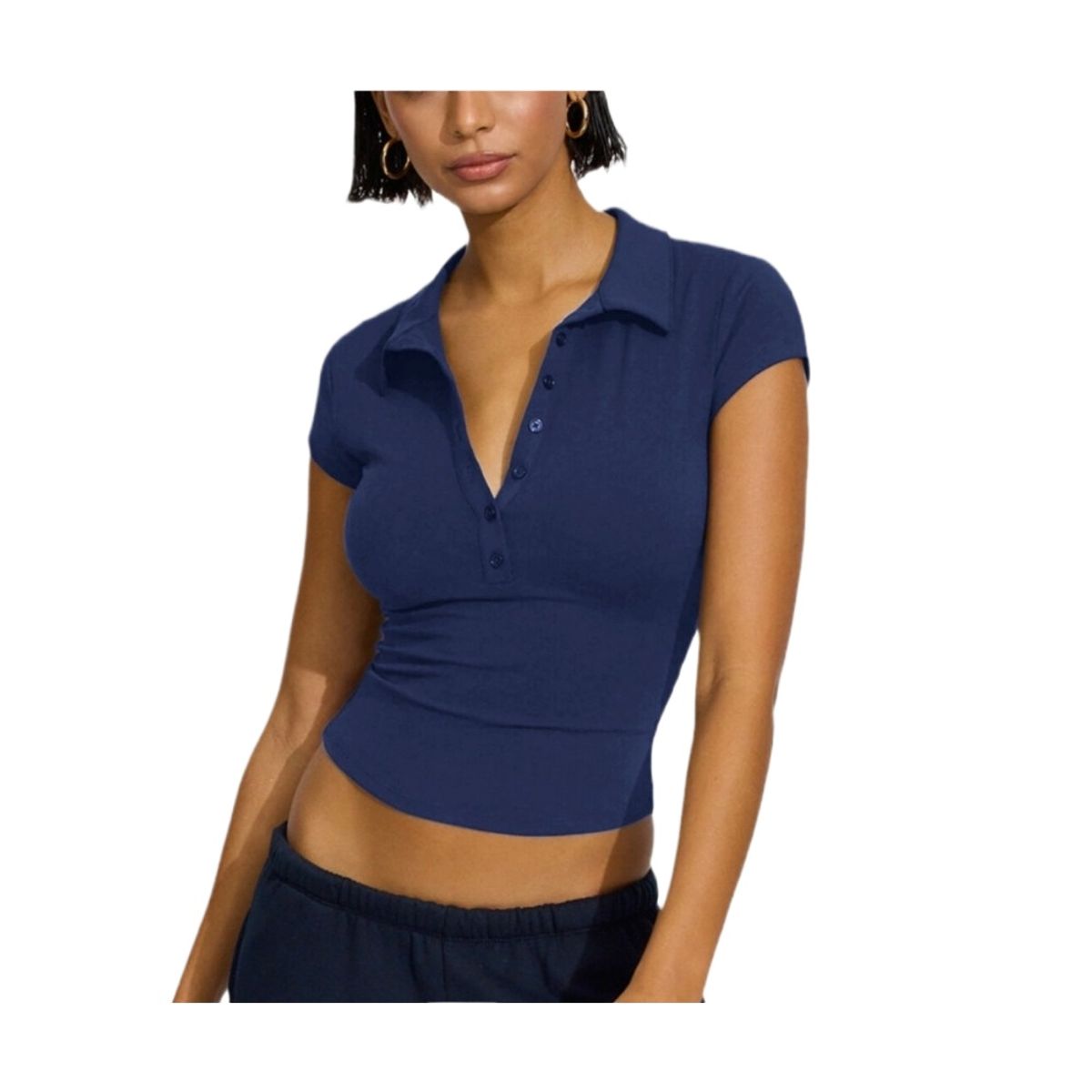 GIOIO - Blusa Mujer Casual Ajustada Elegante Azul