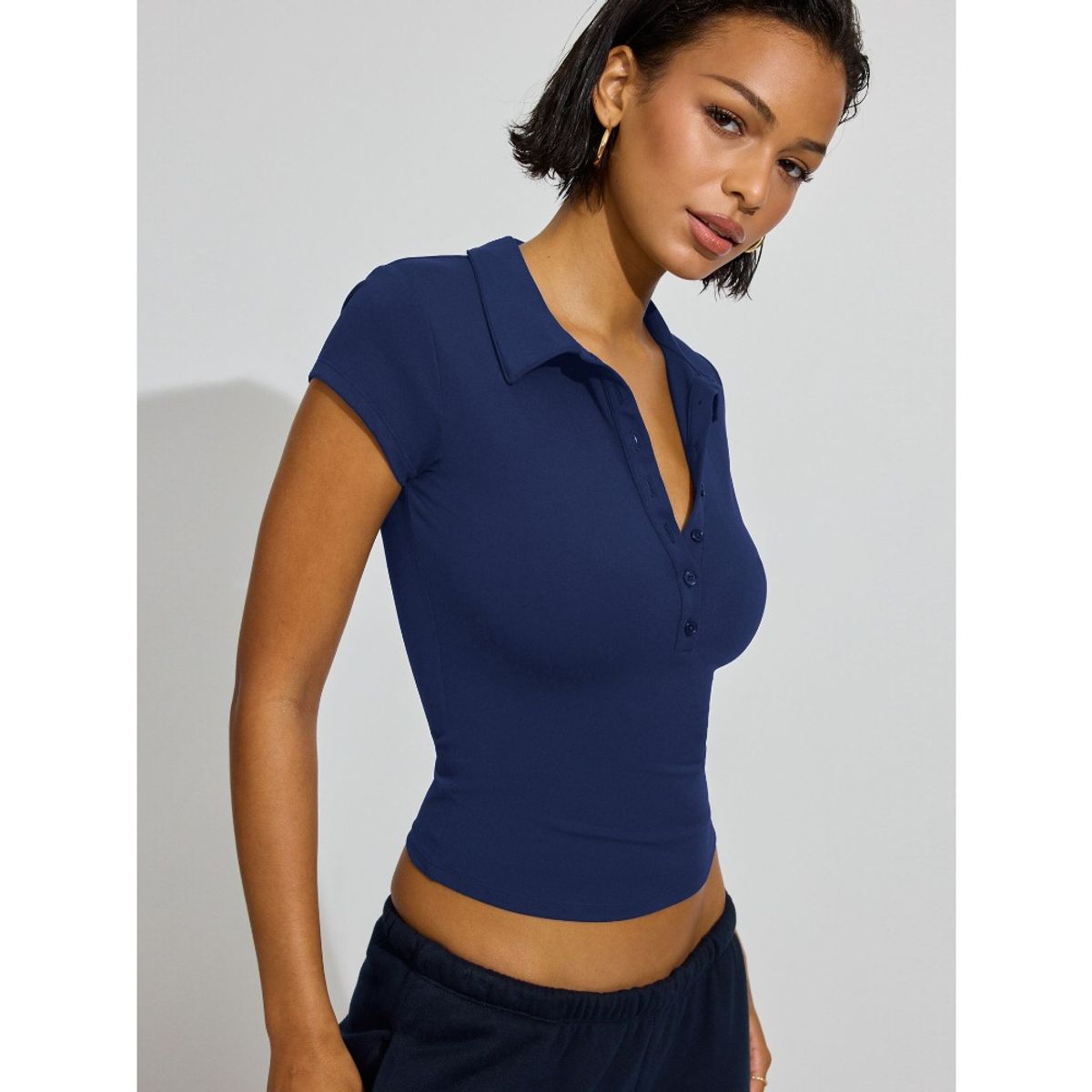GIOIO - Blusa Mujer Casual Ajustada Elegante Azul