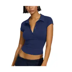 GIOIO - Blusa Mujer Casual Ajustada Elegante Azul
