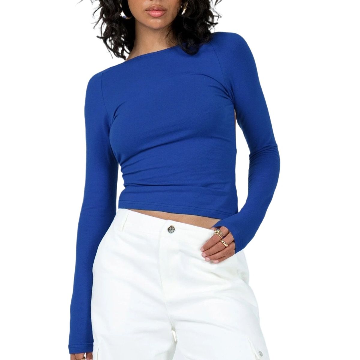 GIOIO - Blusa Mujer Casual Ajustada Elegante Azul