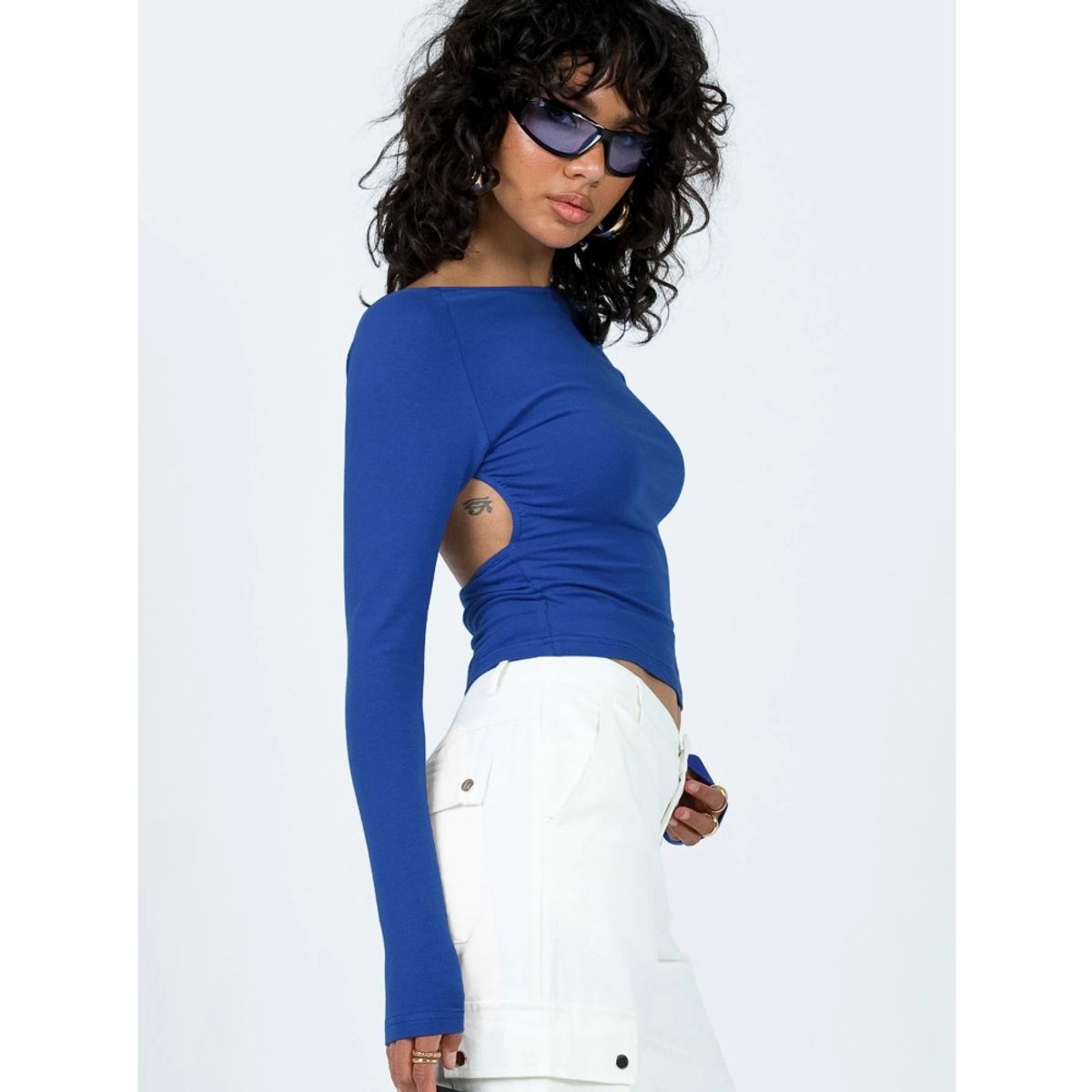 GIOIO - Blusa Mujer Casual Ajustada Elegante Azul