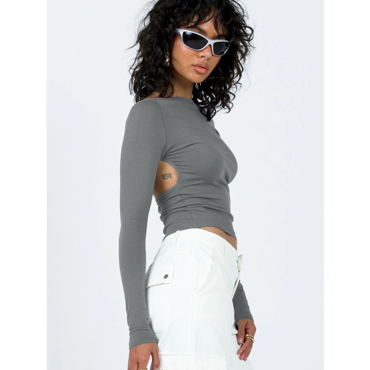 GIOIO - Blusa Mujer Casual Ajustada Elegante Gris