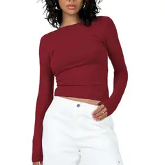 GIOIO - Blusa Mujer Casual Ajustada Elegante Rojo