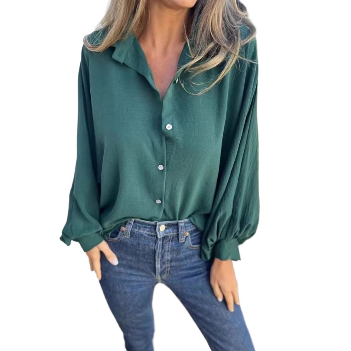 GIOIO - Blusa Mujer Casual Ajustada Elegante Verde