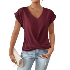GIOIO - Blusa Mujer Casual Ajustada Elegante Rojo