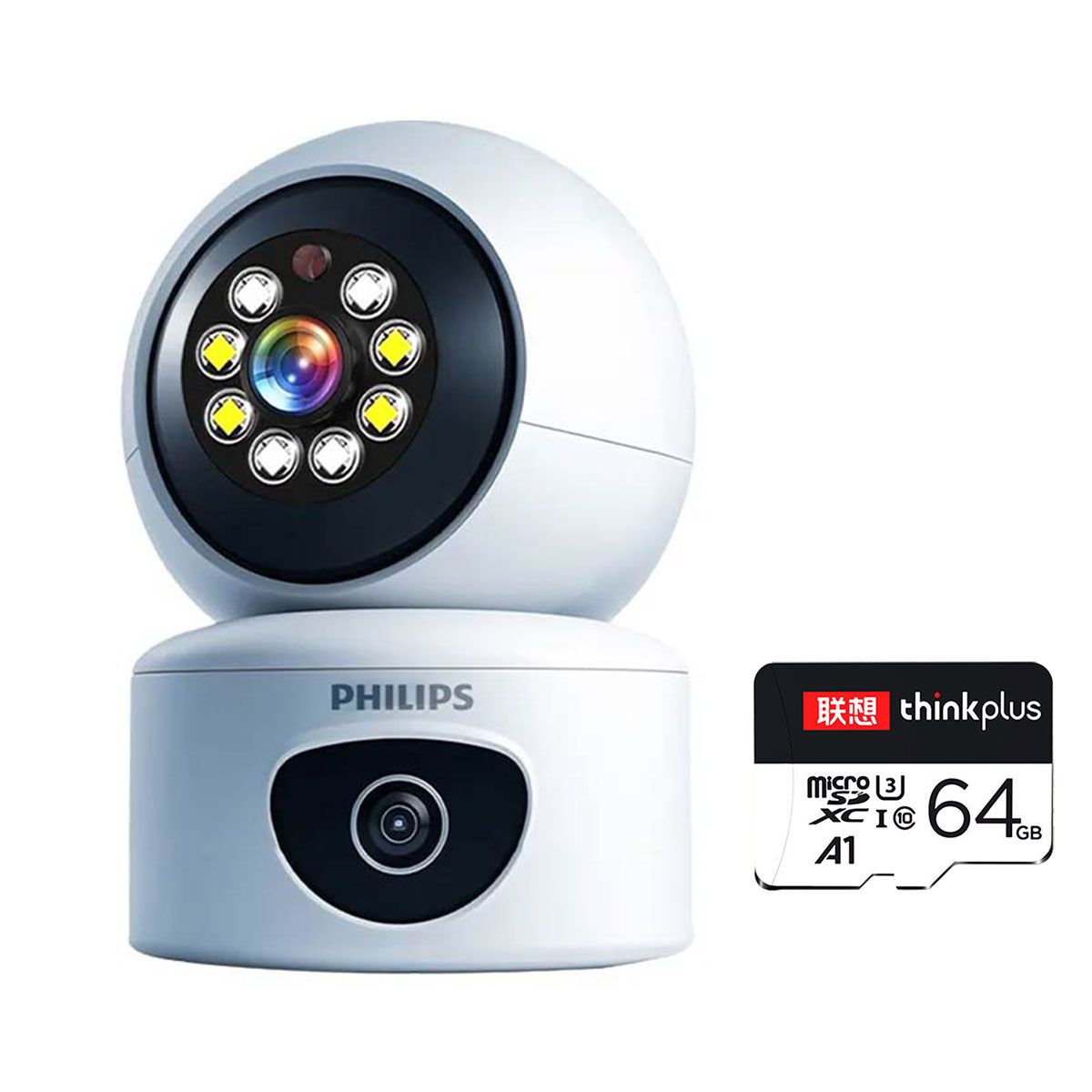 PUREPOWER - Cámara de seguridad inteligente de doble lente de 360 grados-64g