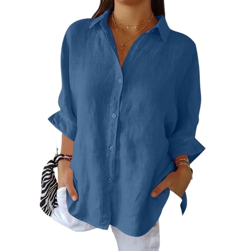 GIOIO - Blusa Mujer Casual Ajustada Elegante Azul