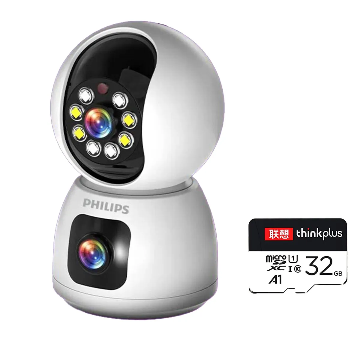PUREPOWER - 4K Cámara de seguridad inteligente de doble lente 360 grados-32g