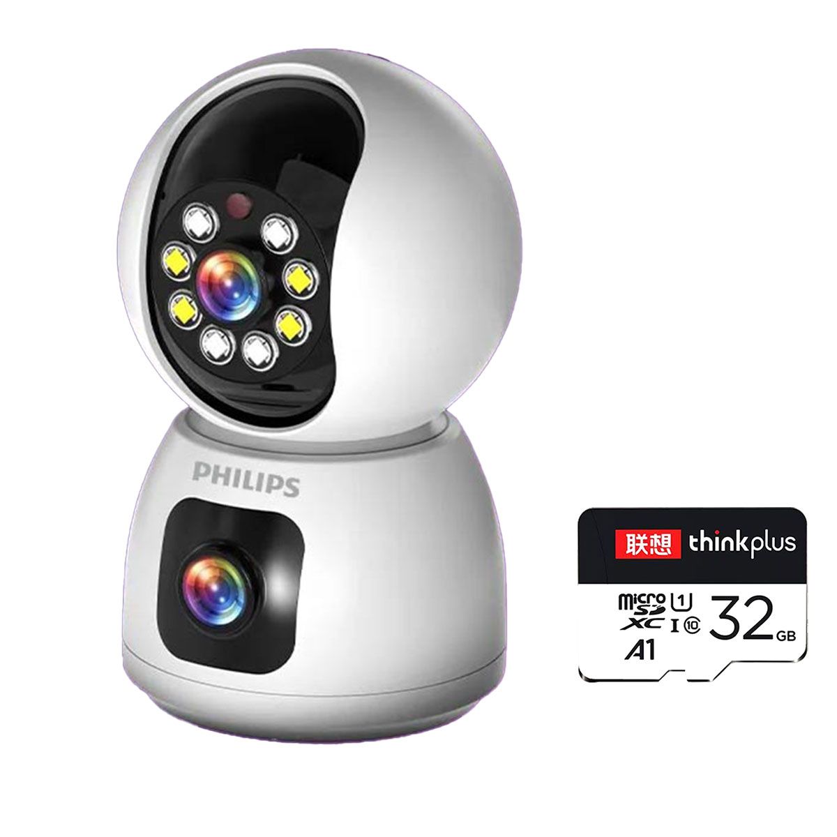 PUREPOWER - 4K Cámara de seguridad inteligente de doble lente 360 grados-32g
