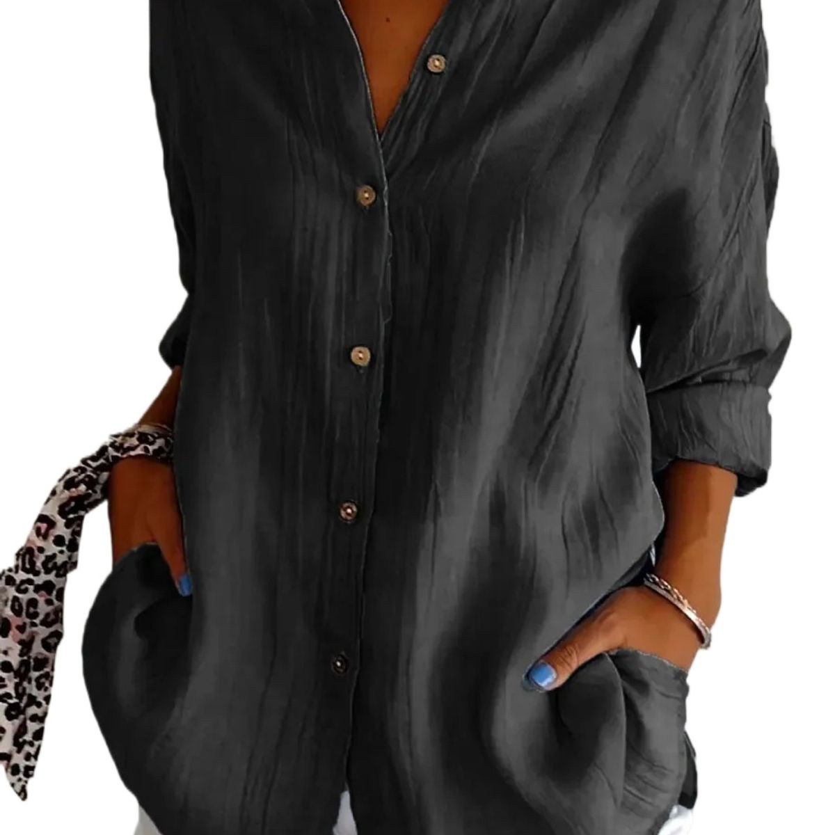 GIOIO - Blusa Mujer Casual Ajustada Elegante Negro