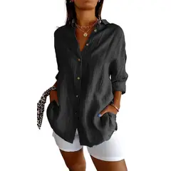 GIOIO - Blusa Mujer Casual Ajustada Elegante Negro
