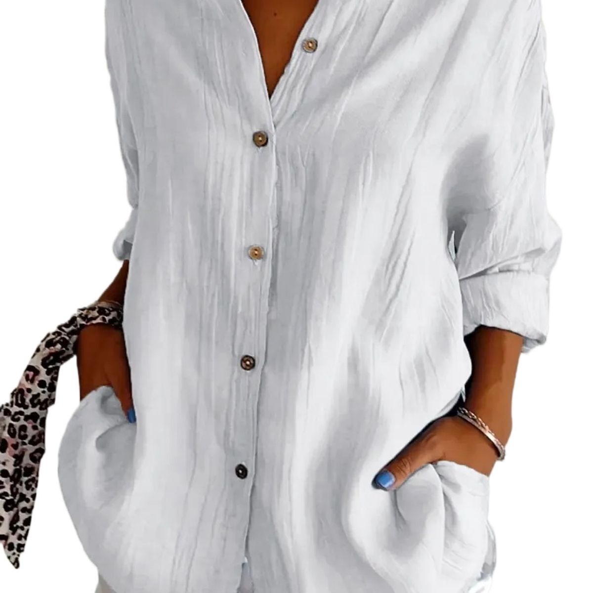 GIOIO - Blusa Mujer Casual Ajustada Elegante Blanco