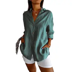GIOIO - Blusa Mujer Casual Ajustada Elegante Verde