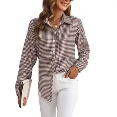 GIOIO - Blusa Mujer Casual Ajustada Elegante Marrón
