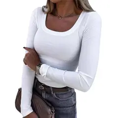 GIOIO - Blusa Mujer Casual Ajustada Elegante Blanco