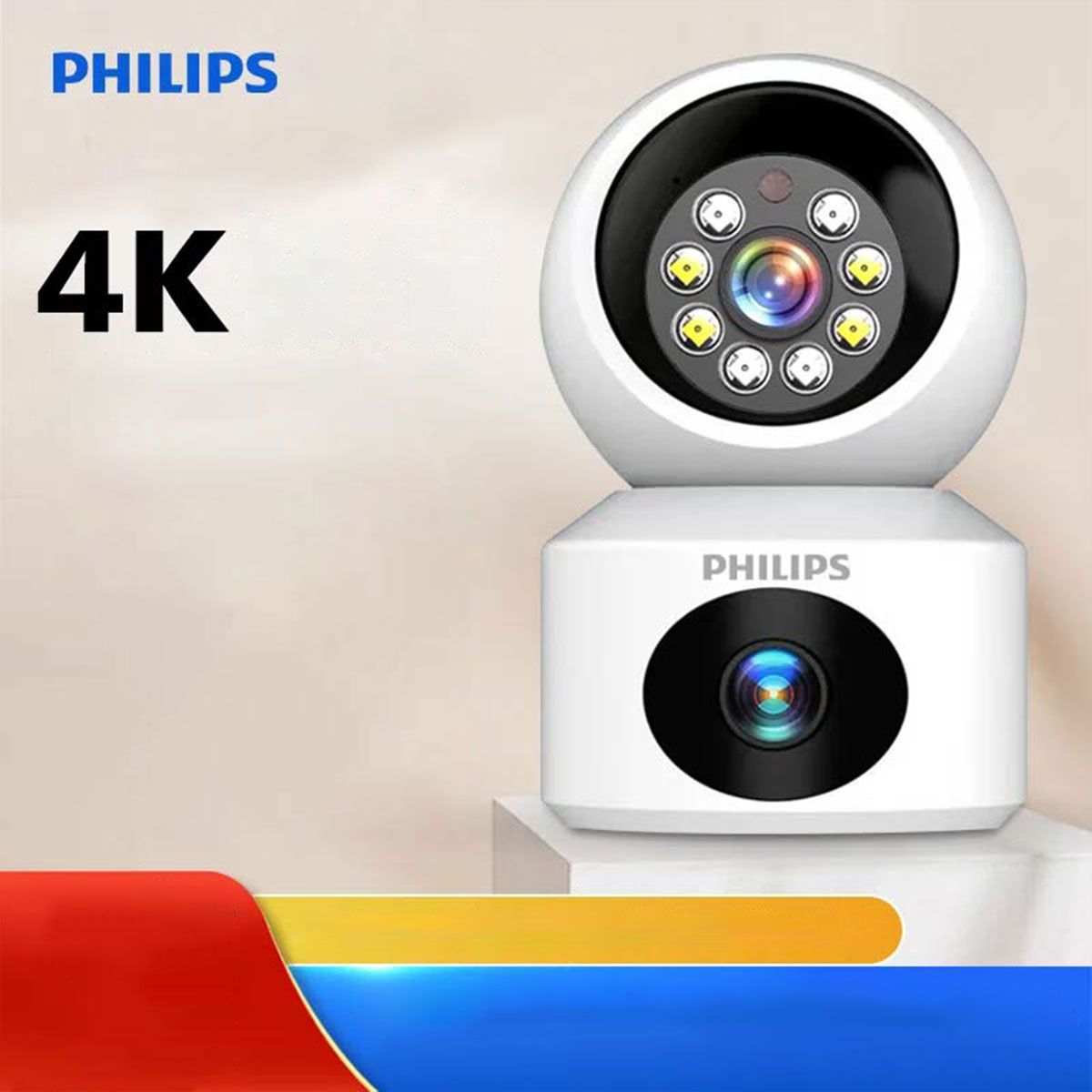 PUREPOWER - 4K Cámara de seguridad inteligente de doble lente de 360 grados-32g