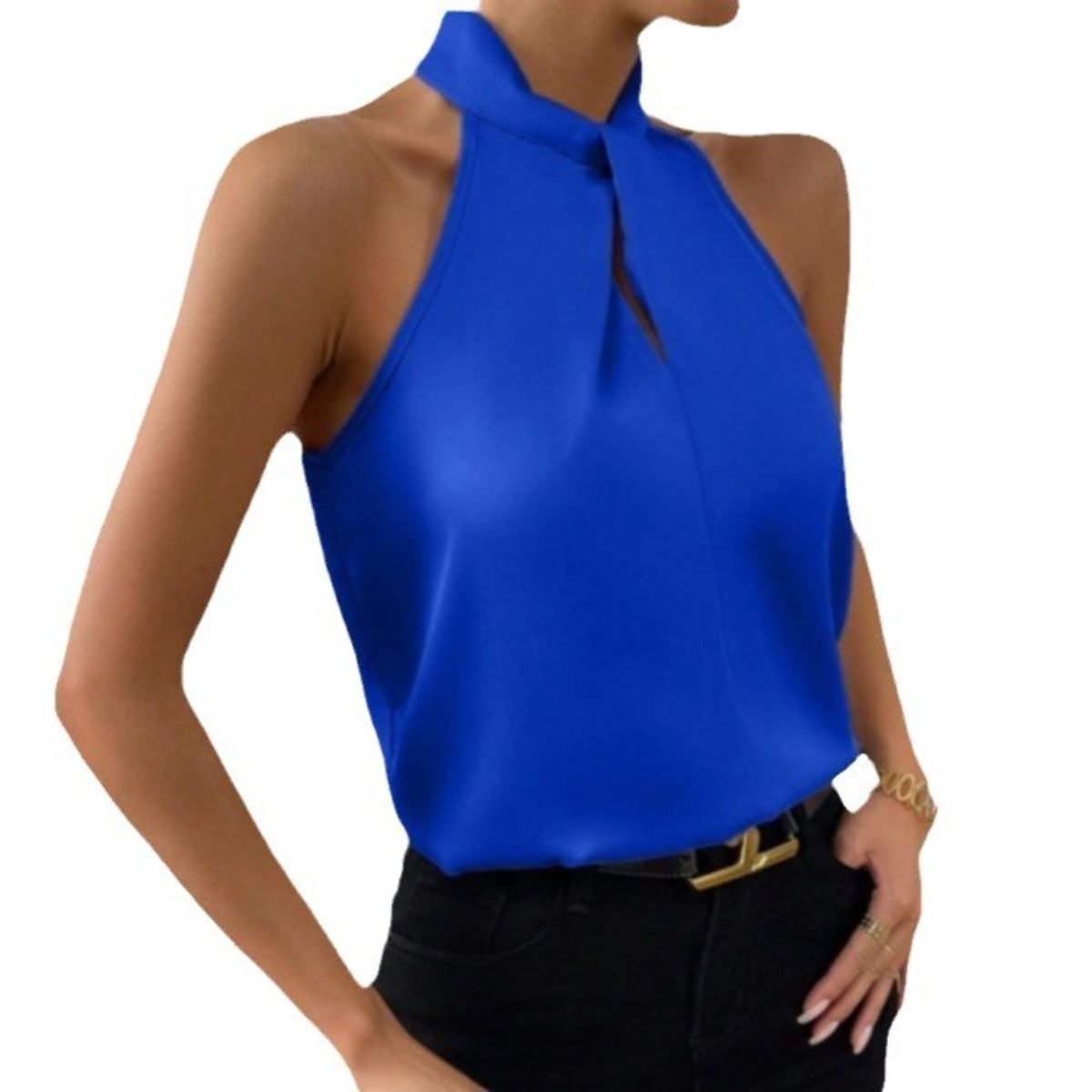 GIOIO - Blusa Mujer Casual Ajustada Elegante Azul