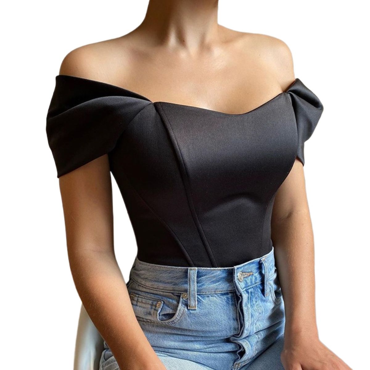 GIOIO - Blusa Mujer Casual Ajustada Elegante Negro