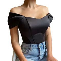 GIOIO - Blusa Mujer Casual Ajustada Elegante Negro