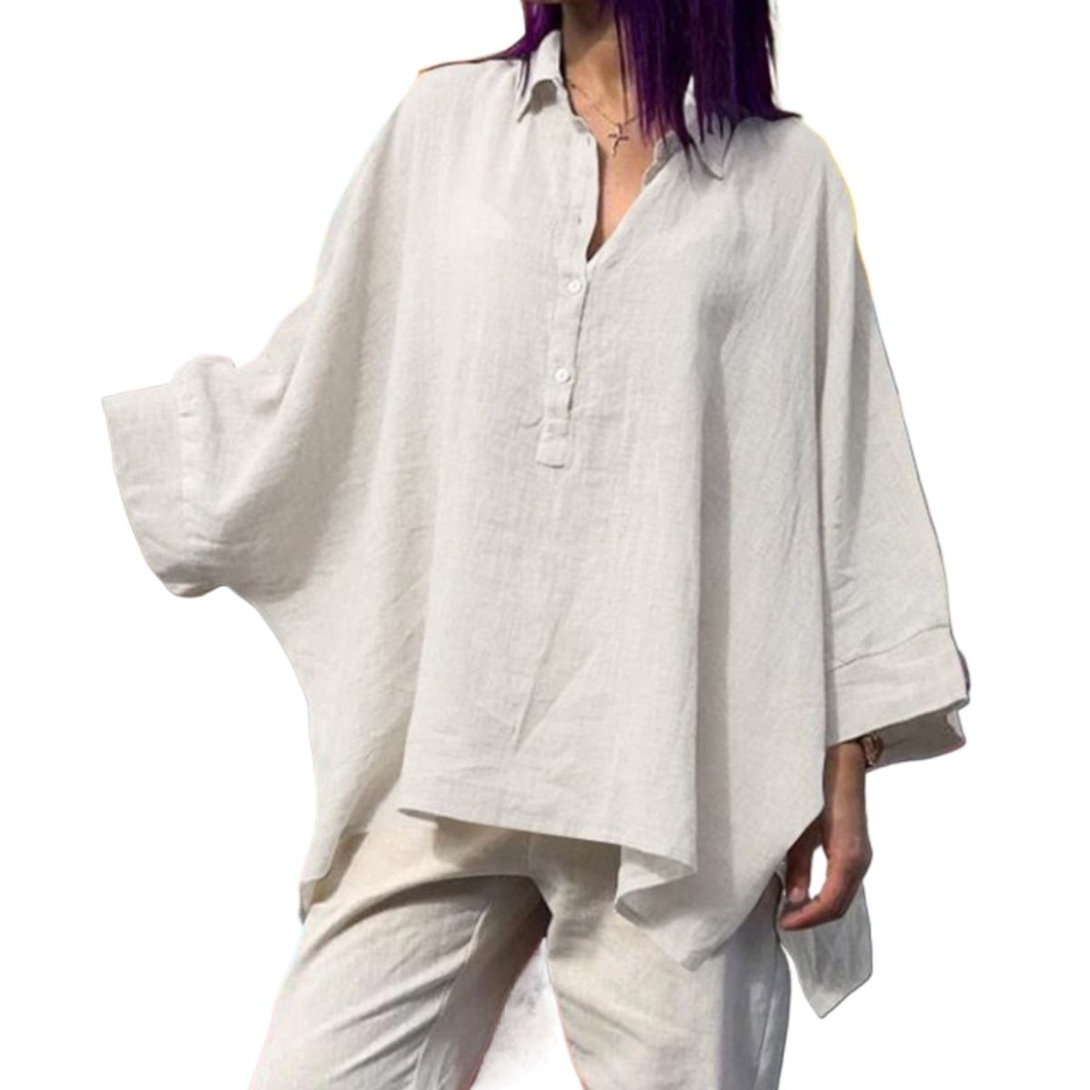 GIOIO - Blusa Mujer Casual Ajustada Elegante Blanco