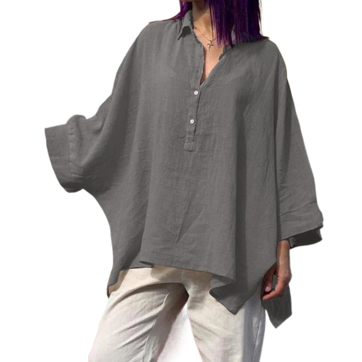 GIOIO - Blusa Mujer Casual Ajustada Elegante Gris