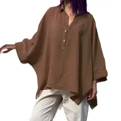 GIOIO - Blusa Mujer Casual Ajustada Elegante Marrón