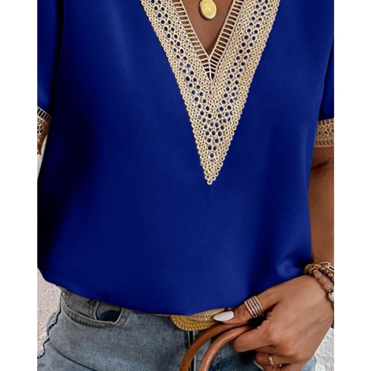 GIOIO - Blusa Mujer Casual Ajustada Elegante Azul