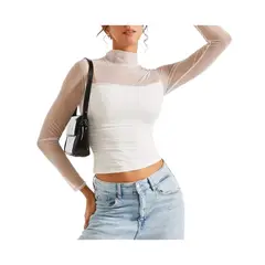 GIOIO - Blusa Mujer Casual Ajustada Elegante Blanco
