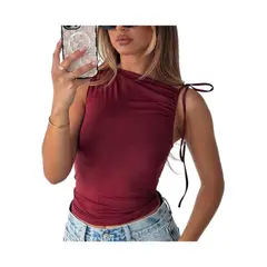 GIOIO - Blusa Mujer Casual Ajustada Elegante Rojo