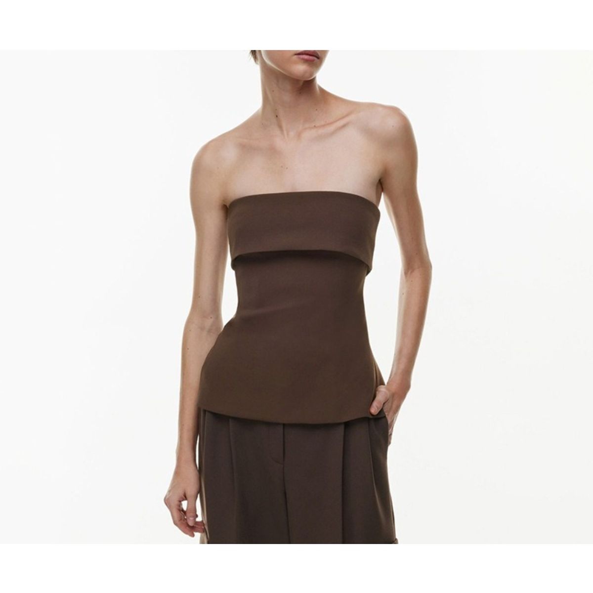 GIOIO - Blusa Mujer Casual Ajustada Elegante Marrón