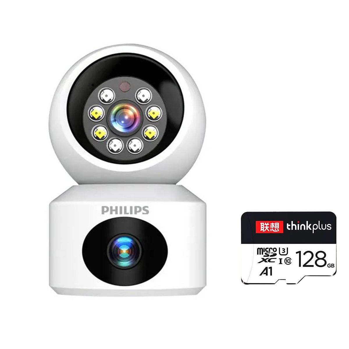 PUREPOWER - 4K Cámara de seguridad inteligente de doble lente de 360 grados-128g