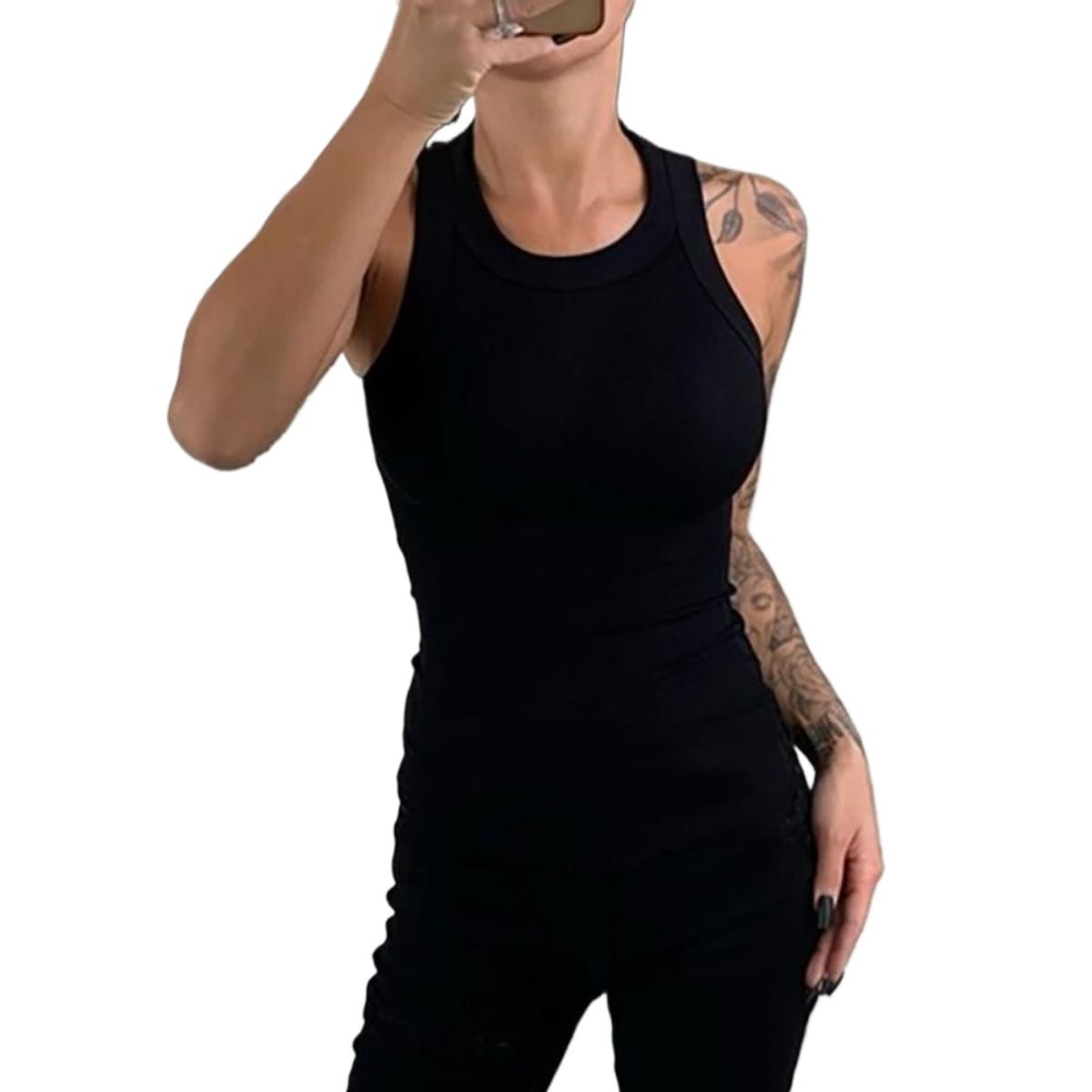 GIOIO - Blusa Mujer Casual Ajustada Elegante Negro