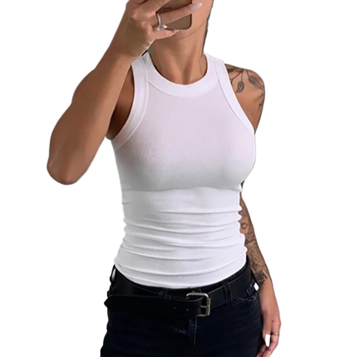 GIOIO - Blusa Mujer Casual Ajustada Elegante Blanco