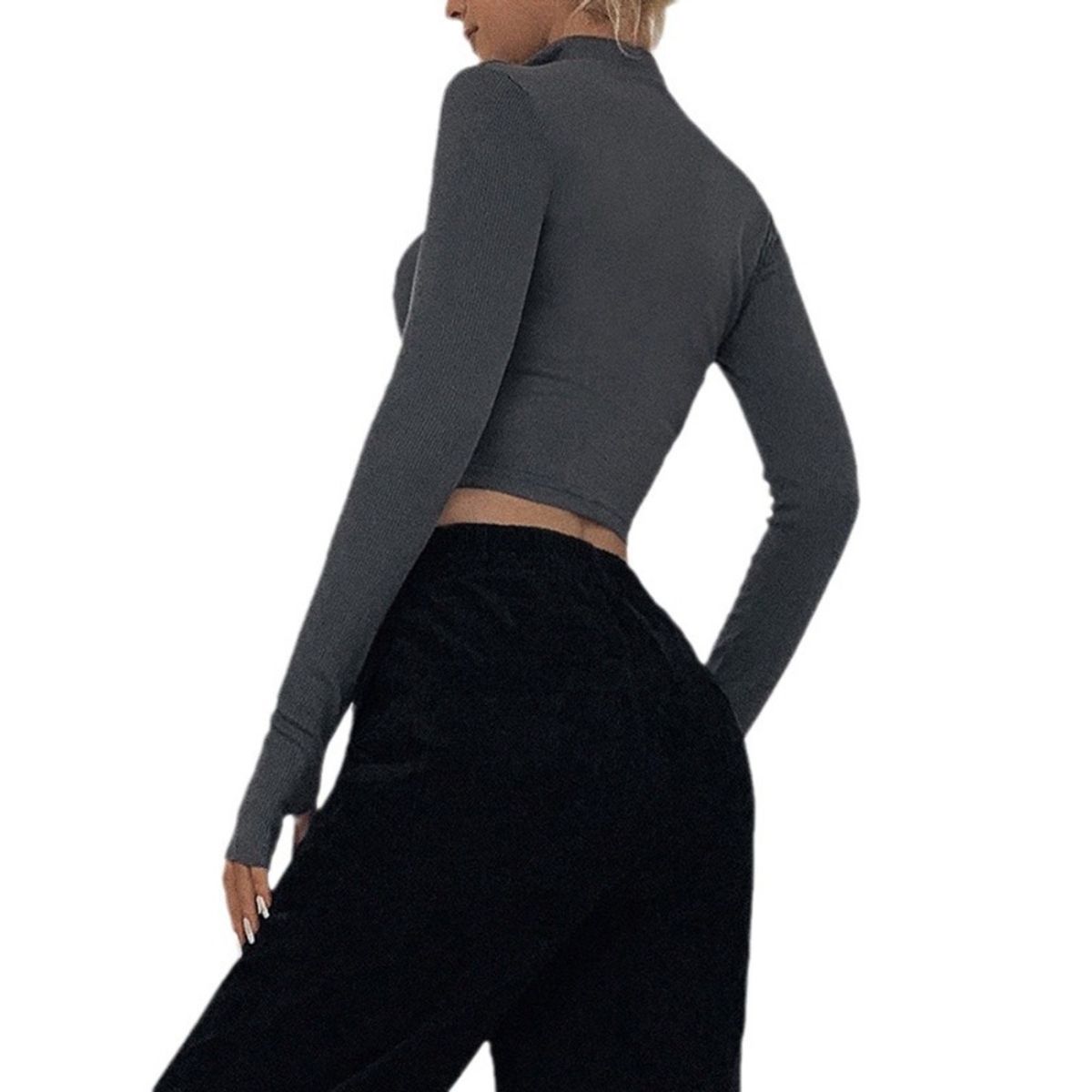 GIOIO - Blusa Mujer Casual Ajustada Elegante Gris