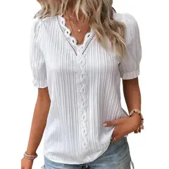GIOIO - Blusa Mujer Casual Ajustada Elegante Blanco