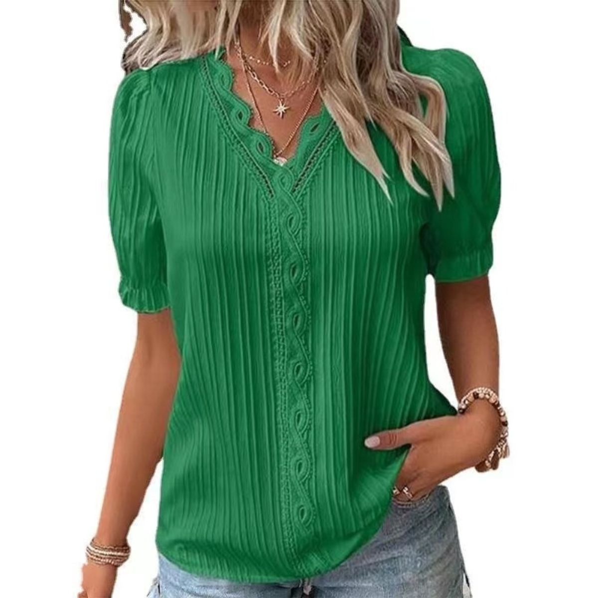 GIOIO - Blusa Mujer Casual Ajustada Elegante Verde