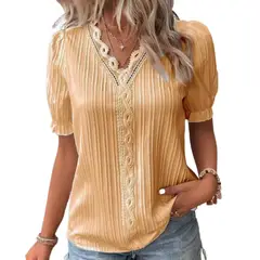 GIOIO - Blusa Mujer Casual Ajustada Elegante Marrón