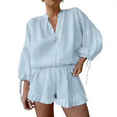 GIOIO - Conjunto de Verano Mujer y Cómodo Azul