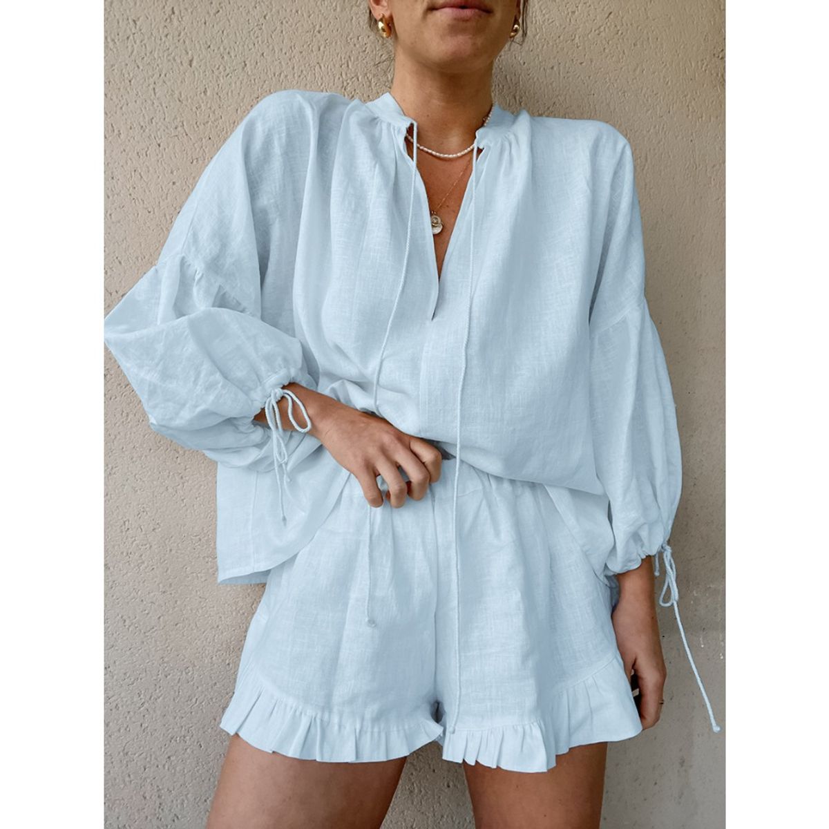 GIOIO - Conjunto de Verano Mujer y Cómodo Azul