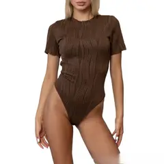 GIOIO - Blusa Mujer Casual Ajustada Elegante Marrón